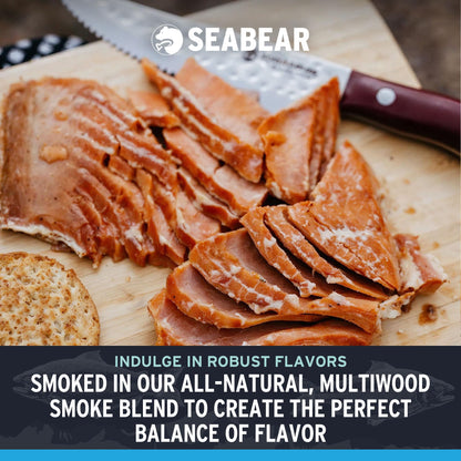 SeaBear Smoked Salmon Trio 18oz (3 x 6oz) Fillets Gift Box – Wild Alaska Sockeye, Wild Pink & Coho Fillets, Shelf Stable, Ready to Eat, 18 Ounce (3 x 6 Ounce) Filets