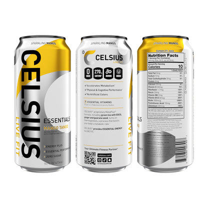 CELSIUS ESSENTIALS, Sparkling Mango Tango, Performance Energy Drink 16 Fl Oz