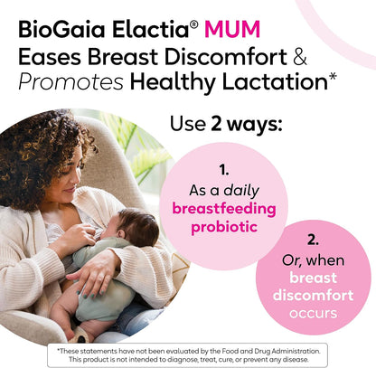 BioGaia Elactia Breastfeeding Probiotic | Lactation Supplements | Newborn Essentials and Probiotics for Both Mom & Baby | Daily Supplement for Healthy Lactation | 30 Count | Breastfeed Happy
