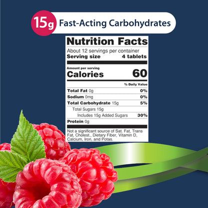 TRUEplus Glucose Tablets, Grape, Raspberry, Orange Flavors, 50 Count | Chewable Tablets, 15g Fast-Acting Carbohydrates, Fat Free, Gluten Free, Boosts Energy, Great Tasting and Easy to Use