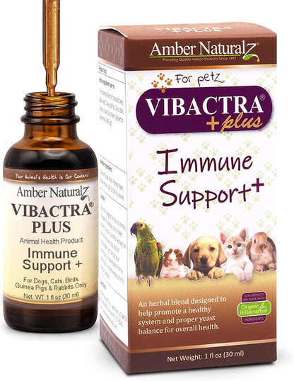 Amber NaturalZ Vibactra Plus for Pets, Immune Health & Yeast Balance, 1 OZ | Supports overall immune health, stomach & respiratory health, helps pets maintain normal yeast balance & a healthy microbiome