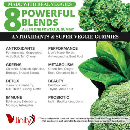 VITINITY Made with Real Fruit-Real Veggie Gummies-Superfood Vegetable Vitamin Sup