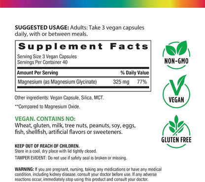 Rainbow Light Magnesium Glycinate 325 mg | 120 Capsules | High Absorption, Chelated Form of Magnesium | Supports Nerve, Bone, & Muscle Health | Vegan, Non-GMO and Gluten Free