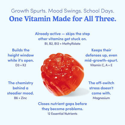 Teen Boy & Girl Multivitamin Gummy - Growth & Bone Support, 60ct, Vegan