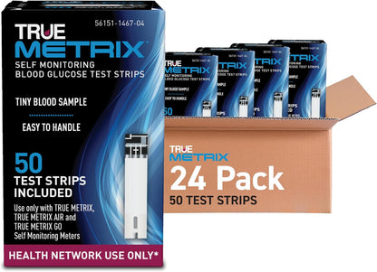 TRUE METRIX Self Monitoring Blood Glucose Test Strips (HNO), 1200 Count | Compatible with TRUE METRIX Family of Self Monitoring Blood Glucose Meters, Health Network Only (24, 50-Count Boxes)