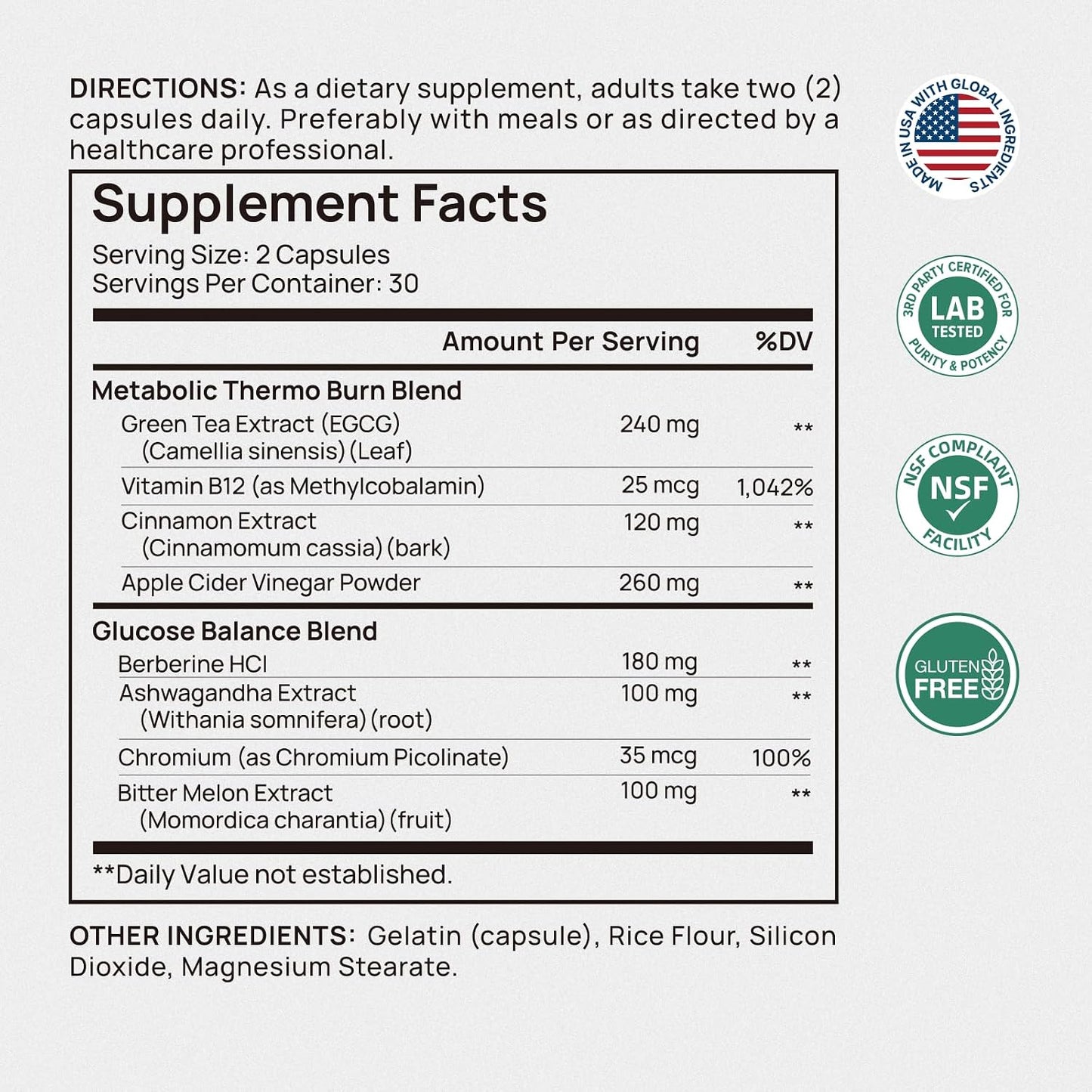 Selerb Metaburn Weight Loss Pills for Women & Men - Appetite Suppressant & Fat Burner, Metabolism Support Weight Loss Supplement with Berberine, Chromium, Green Tea & B12-60 Capsules