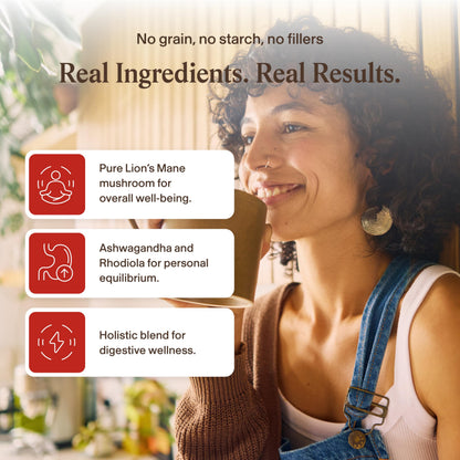 Real Mushrooms RealClarity Capsules – Lion’s Mane, KSM-66 Ashwagandha, Rhodiola & Bacopa – Mental Sharpness, Alertness. & Adaptogenic Support – Vegan, Non-GMO – 60 Count Mushroom Supplement