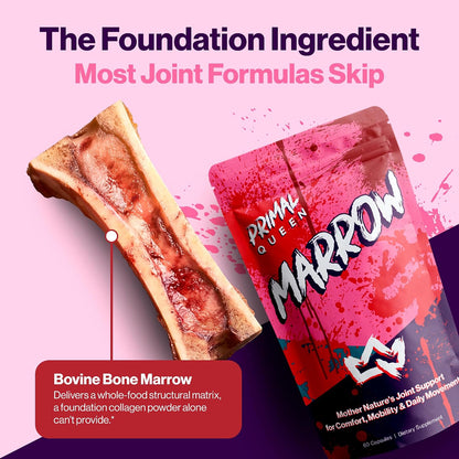 Primal Queen Bone Marrow, Joint Support for Women, Curcuwin Turmeric | Adds Hyaluronic Acid and Boswellia for Flexible, Comfortable Mobility; Bioavailable Formula for an Active Female Lifestyle