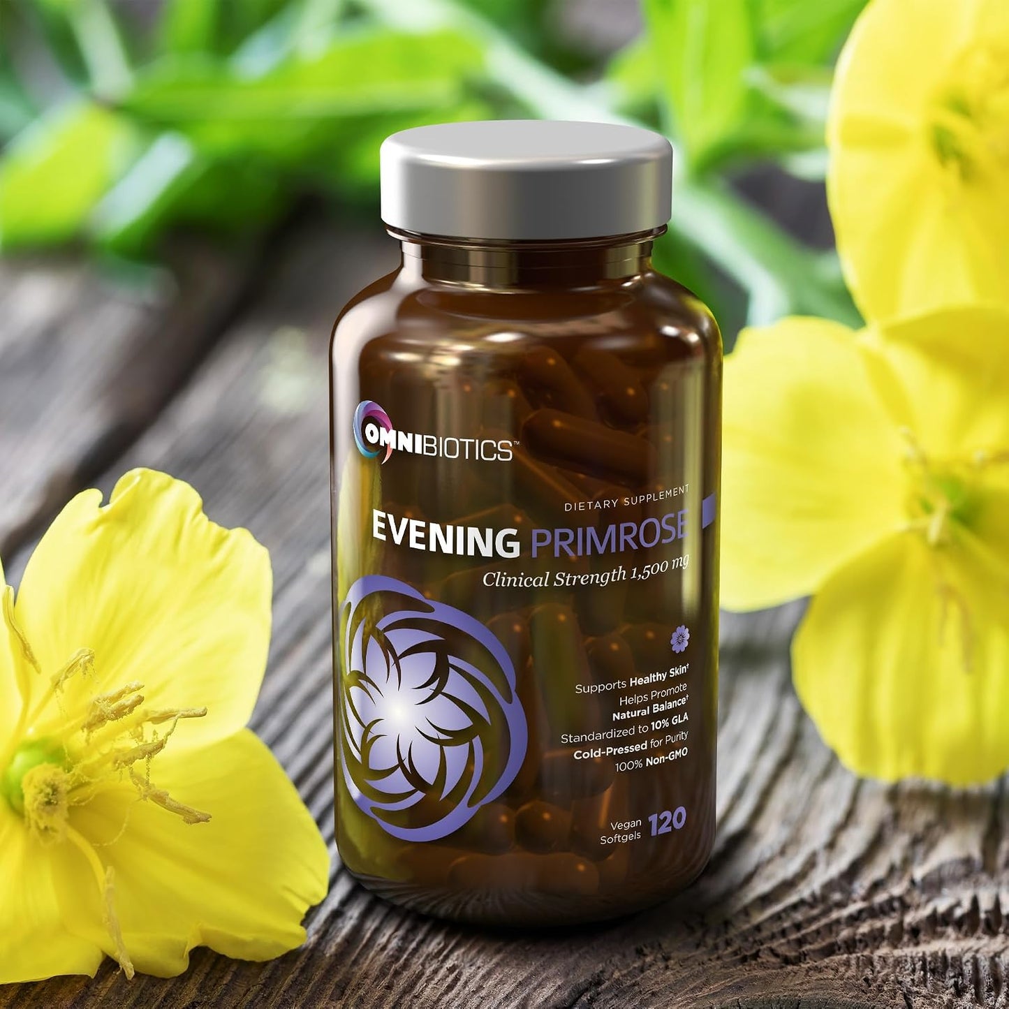 OmniBiotics Organic Evening Primrose Oil for Women – Clinical Strength 1500mg per Capsule, 10% GLA, Cold-Pressed, Non-GMO, Hormone Balance for Women – 120 Vegan Softgel Capsules (Pack of 2)