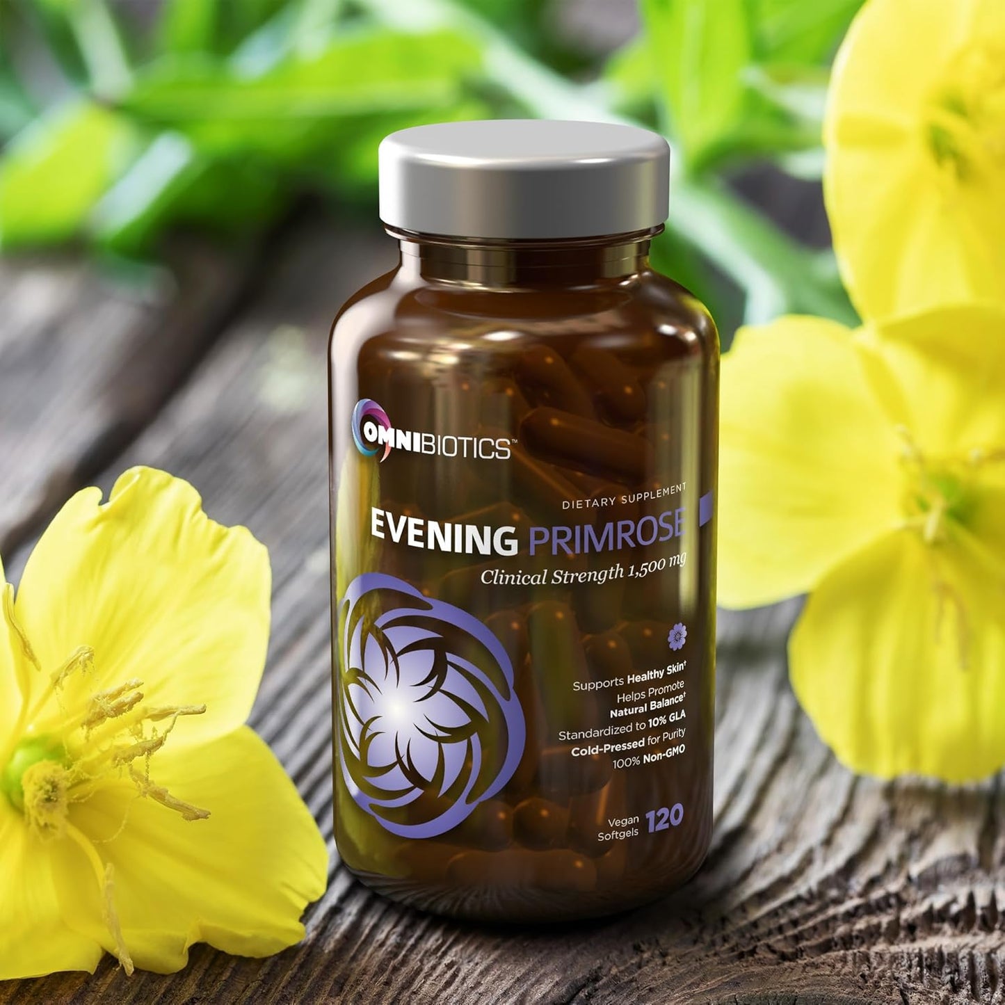 OmniBiotics Organic Evening Primrose Oil for Women – Clinical Strength 1500mg per Capsule, 10% GLA, Cold-Pressed, Non-GMO, Hormone Balance for Women – 120 Vegan Softgel Capsules