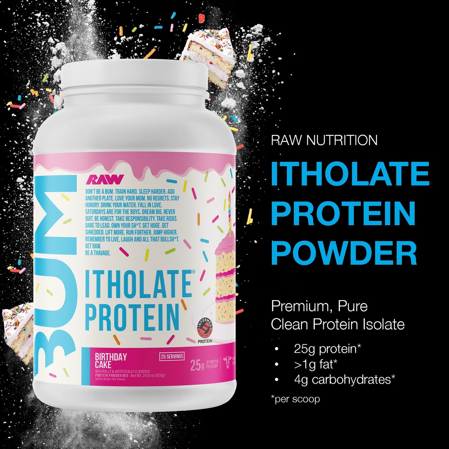 RAW Whey Isolate Protein Powder, Vanilla Oatmeal Cookie (CBUM Itholate Protein) - 100% Grass-Fed Sports Nutrition for Muscle Growth & Recovery - Low-Fat, Low Carb, Naturally Flavored - 25 Servings