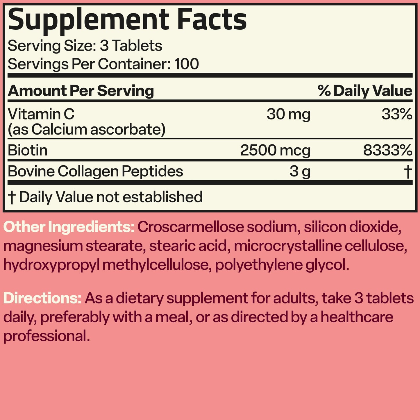 Bronson Collagen Peptides 3000mg with Biotin & Vitamin C, 90 Tablets | Hair, Skin & Nails Support, 3g Collagen per Serving, Non-GMO, Gluten-Free, Soy-Free