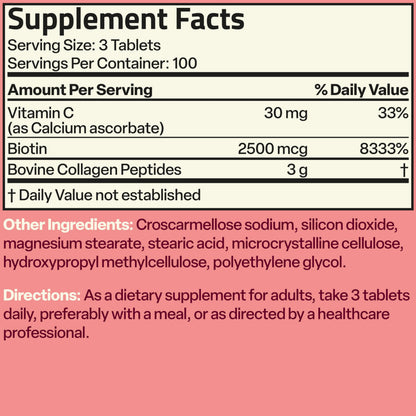 Bronson Collagen Peptides 3000mg with Biotin & Vitamin C, 90 Tablets | Hair, Skin & Nails Support, 3g Collagen per Serving, Non-GMO, Gluten-Free, Soy-Free