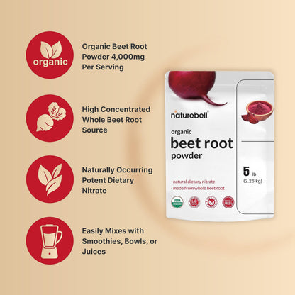 Organic Beet Root Powder 5Lbs | 4,000mg Per Serving – Concentrated Whole Beet Root