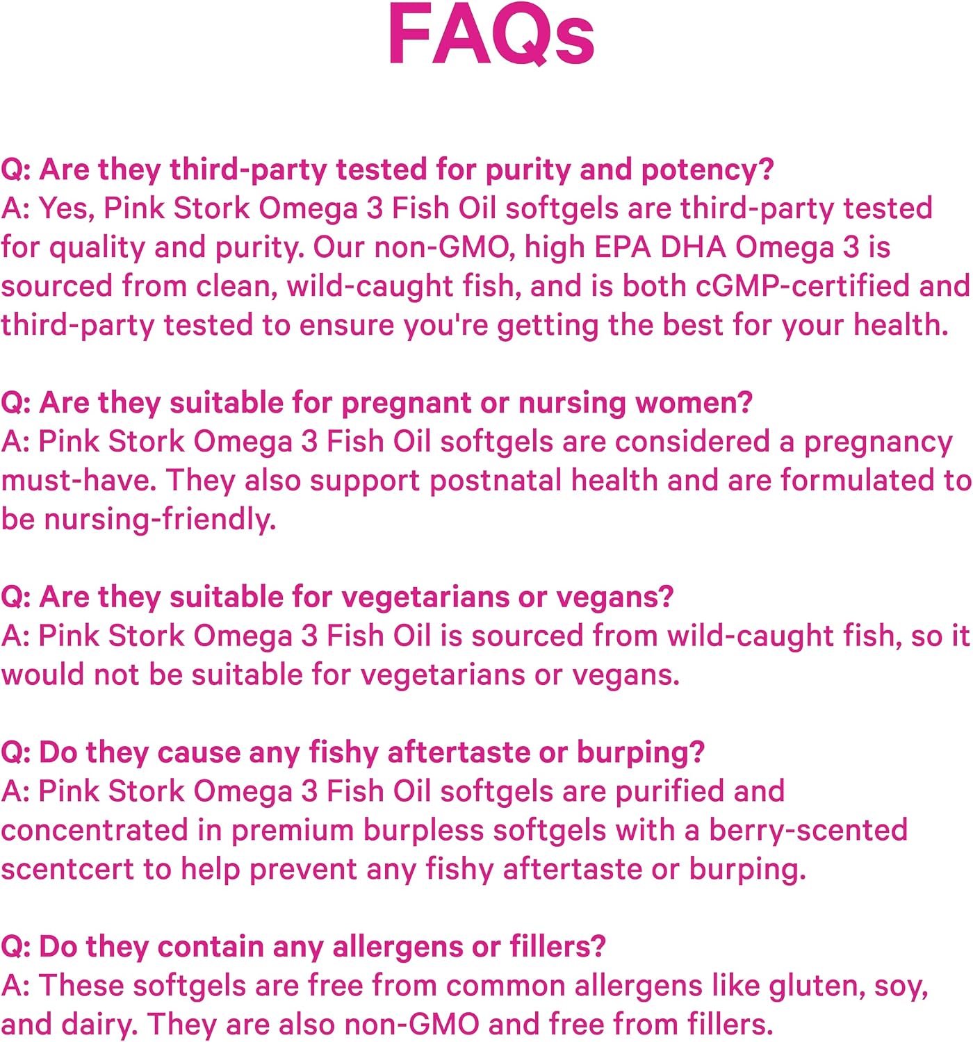 Pink Stork Omega 3 Fish Oil Supplements for Women, 60 Softgels | DHA + EPA, High Potency, Burpless, Mental Clarity, Cognitive Health, Fetal Brain + Nervous System Development, 2 Month Supply