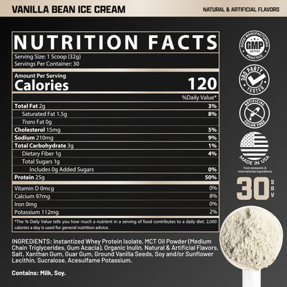 Nutrex Research IsoFit Whey Protein Powder Instantized 100% Whey Protein Isolate (30 Servings (Pack of 1), Vanilla Bean Ice Cream)