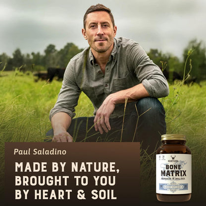 HEART & SOIL Grass Fed Bone Matrix, 180 Capsules | Supports bone and joint health, strength, and flexibility.