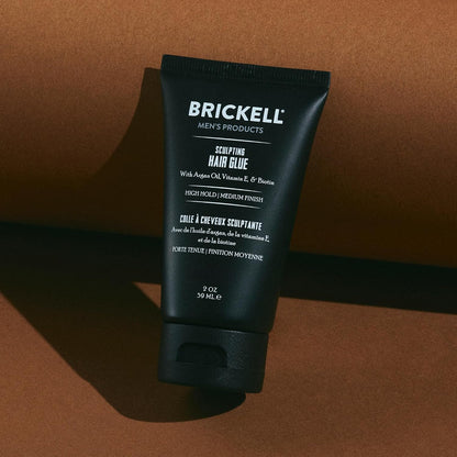 Brickell Men's Hair Styling Sculpting Hair Glue For Men, All Day Lasting Hold for Sculpting and Shaping Hair, With Argan Oil, Vitamin E, and Aloe, 2 Ounce, Scented