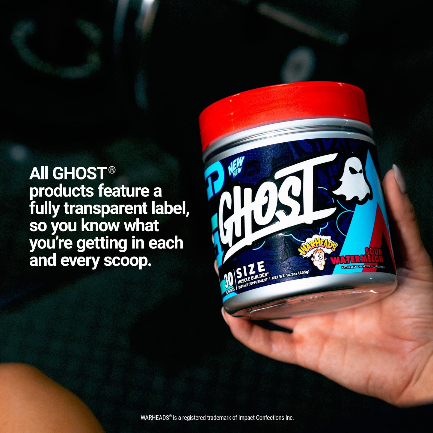 GHOST Size Muscle Builder Dietary Supplement - Cherry Limeade, 30 Servings – Support Muscle Growth & Strength Building for Men & Women - Creatine & Betaine - Free of Sugar & Gluten