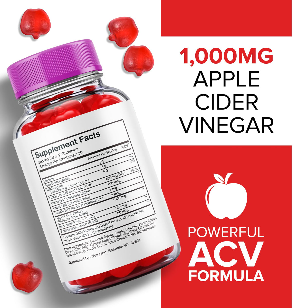 (5 Pack) Nutrizen Keto Acv Gummies - Official Formula - Nutrizen Keto + Acv Gummies