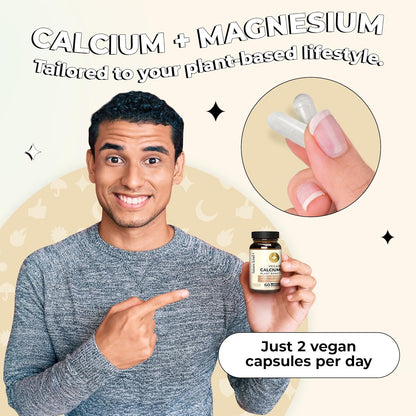 Future Kind Vegan Calcium Supplement - Plant-Based Calcium Magnesium Supplement Sourced from Iceland for Teeth & Bone Support (60 Capsules)