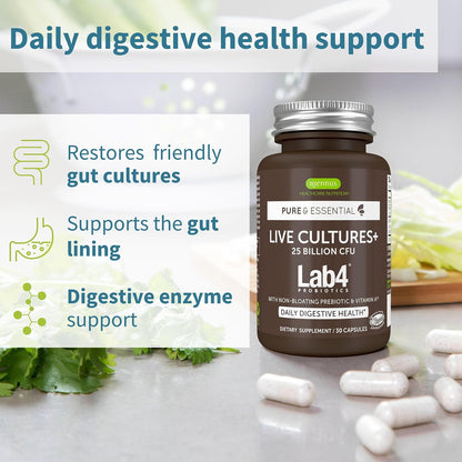 Pure & Essential Vegan Collagen Peptide Protein Powder + Live Cultures+ Lab4 Probiotics Vegan Bundle, Collagen Boosting Formula + 25 Billion CFU Lactobacillus Acidophilus & Bifidobacterium, by Igennus