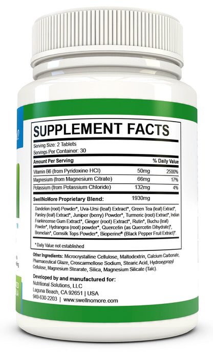 SwellNoMore Pill Natural Diuretic Reduces Edema Swelling, Swollen Feet