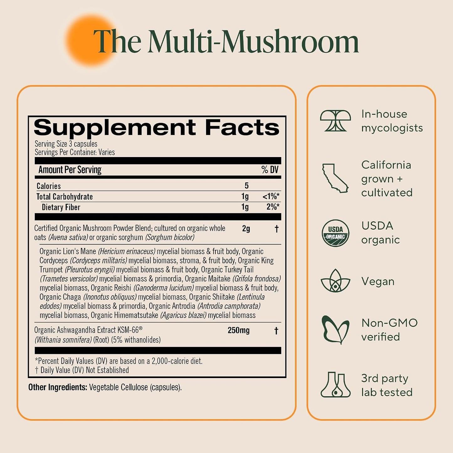 Om Master Blend Mushroom Capsules - Organic Mushroom Supplement with 10 Mushrooms and Ashwagandha – Supports Immunity, Gut Health & Stress Relief, 168 Count (56 Servings)