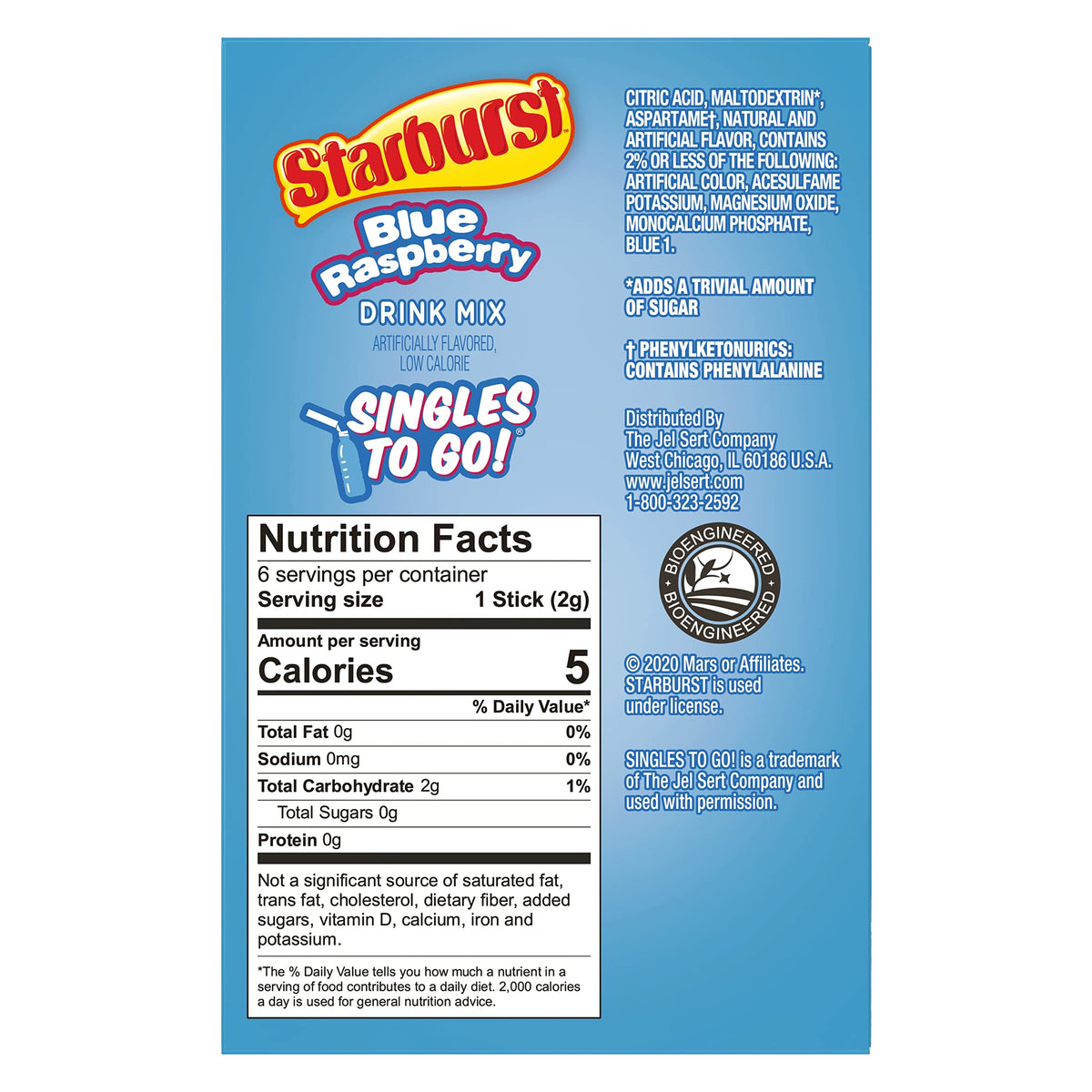 Starburst Cherry Singles To Go Sugar Free Drink Mix Packets - Pack of 6