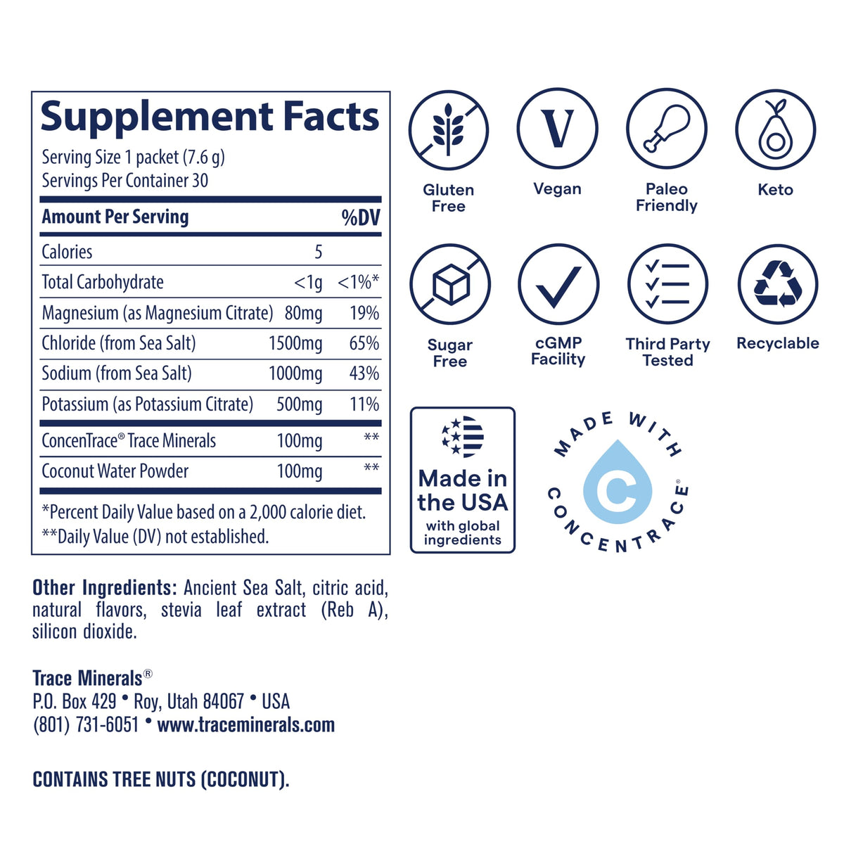 Trace Minerals ZeroLyte Electrolyte Drink Mix, Salty Watermelon, 30 Packets