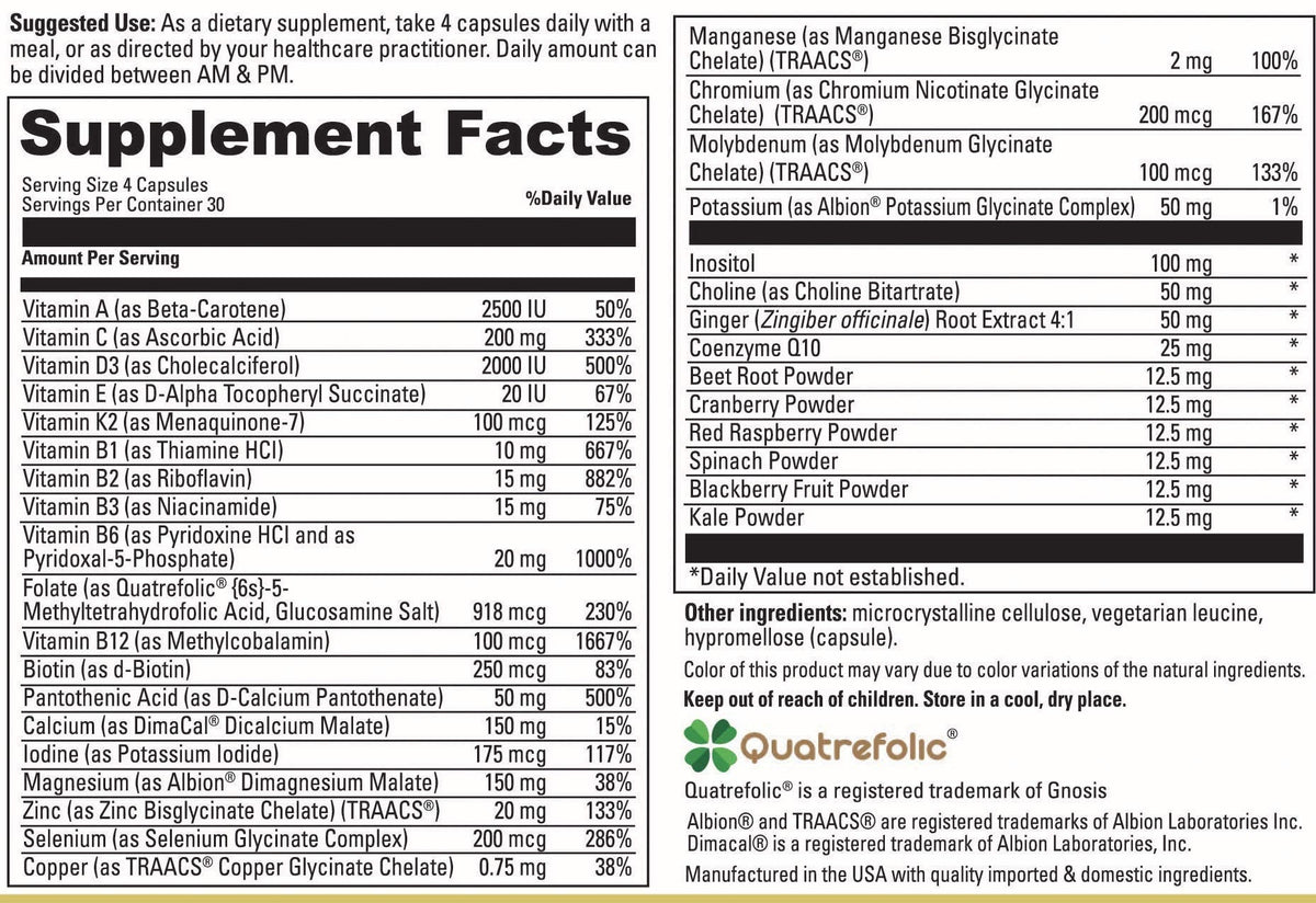 Vibrant Beginning Folate Prenatal Vitamins for Women, Non-GMO Whole Food Daily Pregnancy