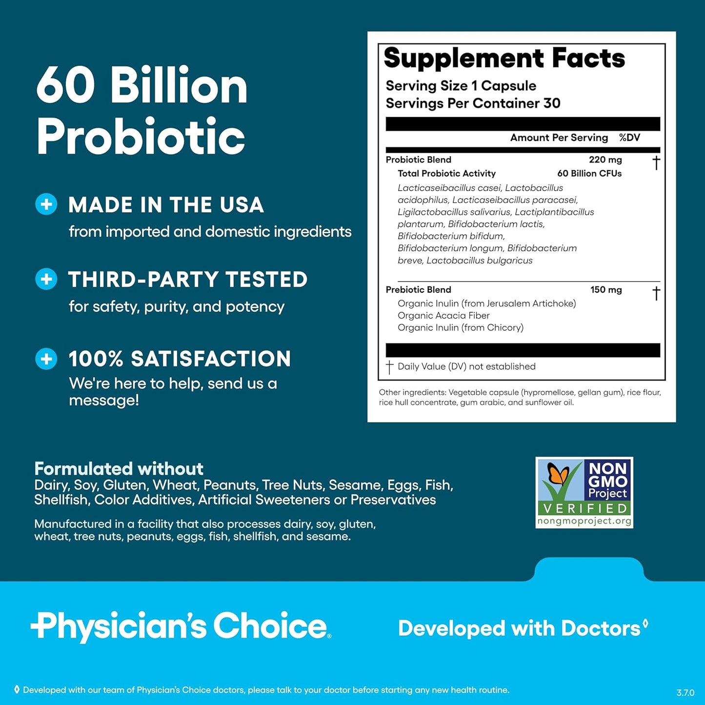 Physician's CHOICE Daily Gut Essentials Bundle: Easy Mix Fiber, Digestive Enzymes & 60 Billion Probiotic