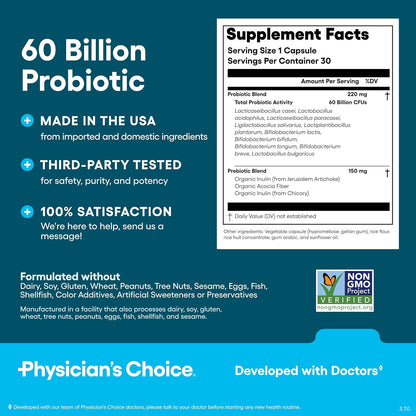 Physician's CHOICE Daily Gut Essentials Bundle: Easy Mix Fiber, Digestive Enzymes & 60 Billion Probiotic
