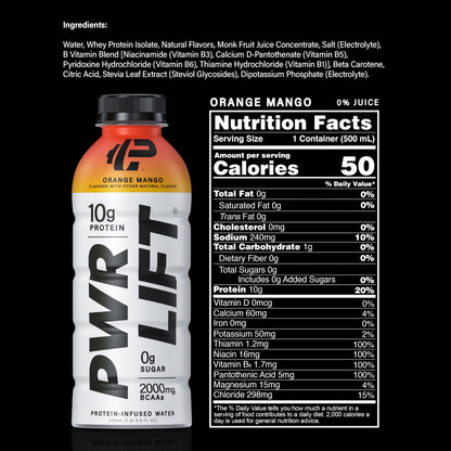 Whey Protein Water Sports Drink by PWR LIFT | Orange Mango | Keto, Vitamin B, Electrolyte