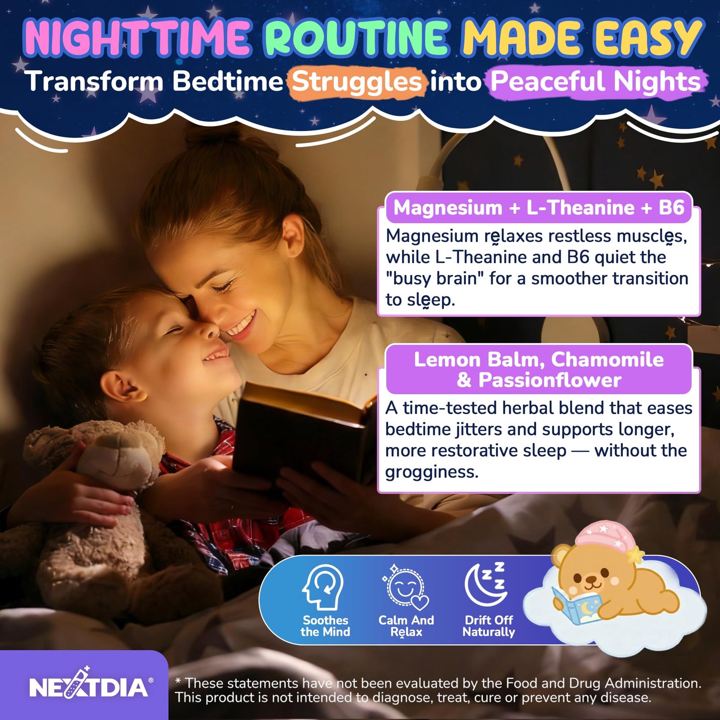 Kids Magnesium Glycinate Gummies + Calcium + Omega 3 - Kids Sleep & Calm Gummies, Melatonin Free Magnesium Gummies + L-theanine, B6, D3 & K2, Zinc, C for Restful Sleep, Bones, Brain & Immunity, 2 Pack