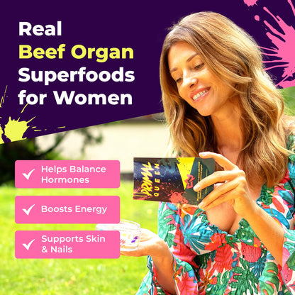Primal Queen Beef Organ Superfood, Grass-Fed Liver Kidney Heart for Women | Female-Optimized Blend of 6 Pasture-Raised Organs for Hormone Balance, Energy and Vitality; 3rd-Party Tested