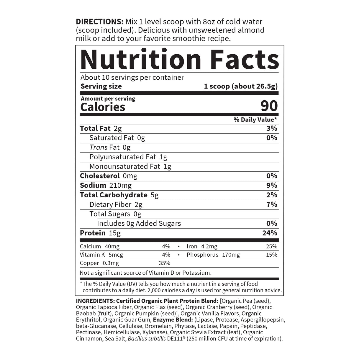 Garden of Life Organic Plant Based Protein Powder - Smooth Vanilla, Vegan, Grain Free
