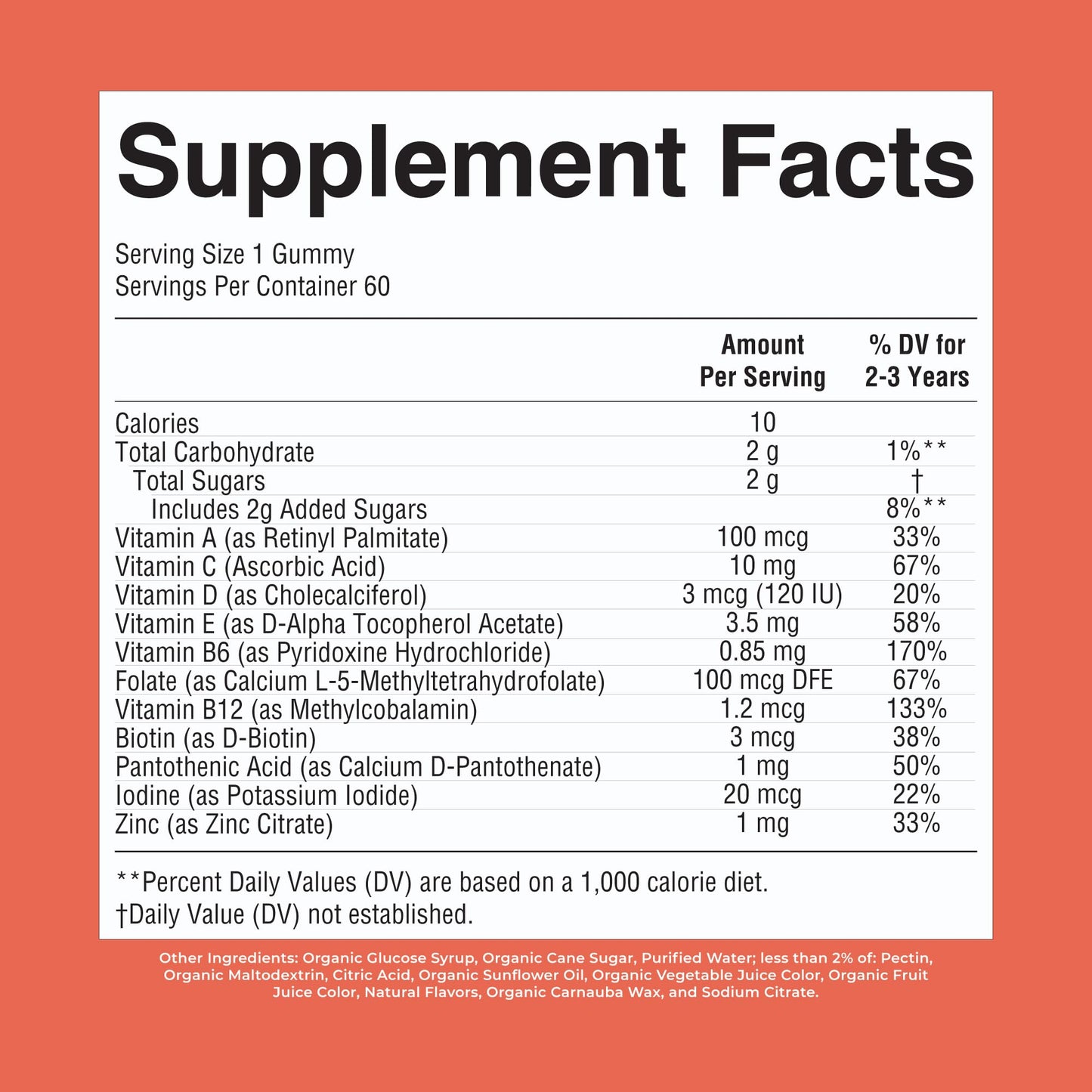 MaryRuth's Toddler Multivitamin Gummies | USDA Organic | 2 Month Supply | Kid & Toddlers Age 2+ Daily Multivitamin: Vitamin C, D3, Zinc | Kids Vitamins | Only 1 Gummy Per Day | 60 Ct (60 Day Supply)