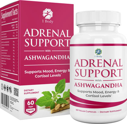1 Body Adaptogen Complex Supplement with Ashwagandha - 60 Vegan Cap