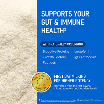 Physician's CHOICE Colostrum Gold Powder - First-Day Milking for Gut & Immune Support - Potent IgG Antibodies & Bioactive Nutrients - Whole & Unstripped - Easy to Mix - Made in the USA - 60 Servings