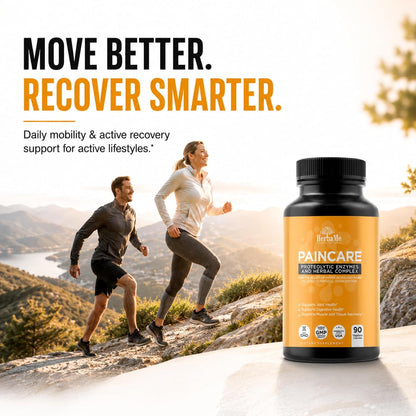 HerbaMe Proteolytic Enzymes with Serrapeptase, Bromelain & Herbal Blend for Mobility & Active Recovery Support, Systemic Enzyme Formula for Joint Flexibility & Active Wellness, 90 Capsules