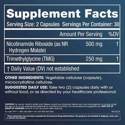 ProHealth Nicotinamide Riboside Pro 500 | 60 Capsules | 500 mg NR + 250 mg TMG | NAD+ Precursor for Cellular Energy, Mitochondrial Support & Healthy Aging | USA Manufactured, Triple Lab-Tested