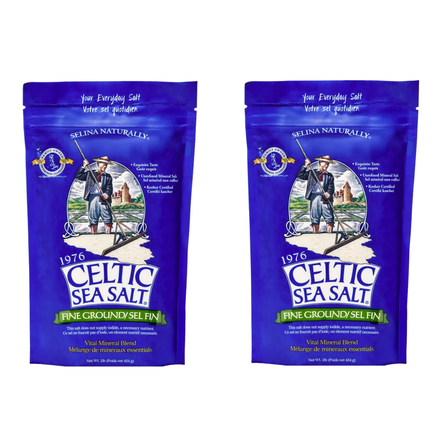 Celtic Sea Salt Fine Ground – Unrefined Mineral Salt, Sustainably Harvested, GMP Certified, Lab Tested – Baking, Cooking, Hydration, Everyday Use – 1 lb Resealable Bag