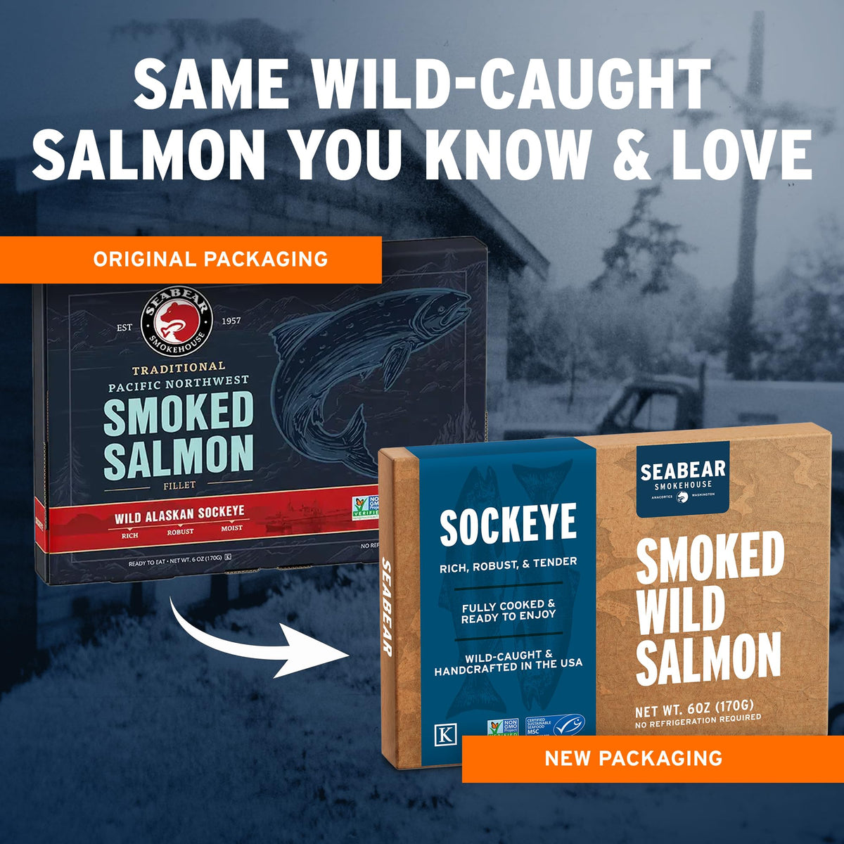 SeaBear Smoked Salmon Trio 18oz (3 x 6oz) Fillets Gift Box – Wild Alaska Sockeye, Wild Pink & Coho Fillets, Shelf Stable, Ready to Eat, 18 Ounce (3 x 6 Ounce) Filets