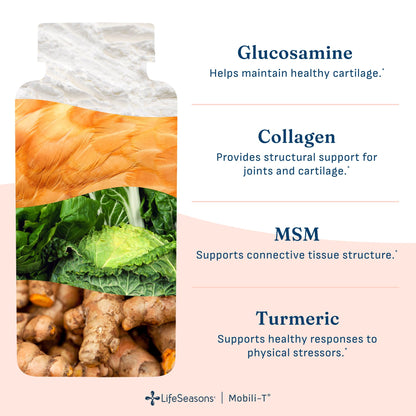 LifeSeasons Mobili-T - Joint Support Supplement - Reduces Aches & Discomforts - Increase Range of Motion - Rebuild Tissue & Cartilage - MSM Chondroitin Collagen Glucosamine & Turmeric - 120 Capsules