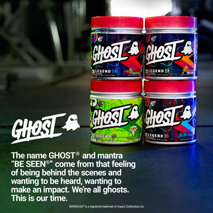 GHOST Legend All Out Pre-Workout Powder, Strawbango - 20 Servings - Preworkout Drink Mix Supplement for Men & Women - Energy & Pumps - Caffeine, Beta Alanine, Betaine, NO3-T- Sugar Free