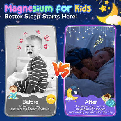 Kids Magnesium Glycinate Gummies + Calcium + Omega 3 - Kids Sleep & Calm Gummies, Melatonin Free Magnesium Gummies + L-theanine, B6, D3 & K2, Zinc, C for Restful Sleep, Bones, Brain & Immunity, 2 Pack