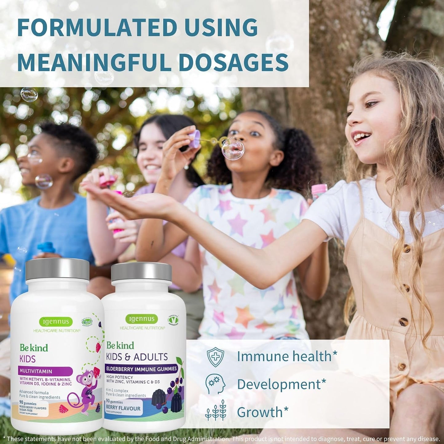 Igennus Methylated Kids Multivitamin Gummy + Advanced Elderberry Immune Gummies, Kids Immune Bundle 4y+, Includes 4-in-1 Comprehensive Complex with Vitamin C, Zinc & D3, Clean Label & Vegetarian