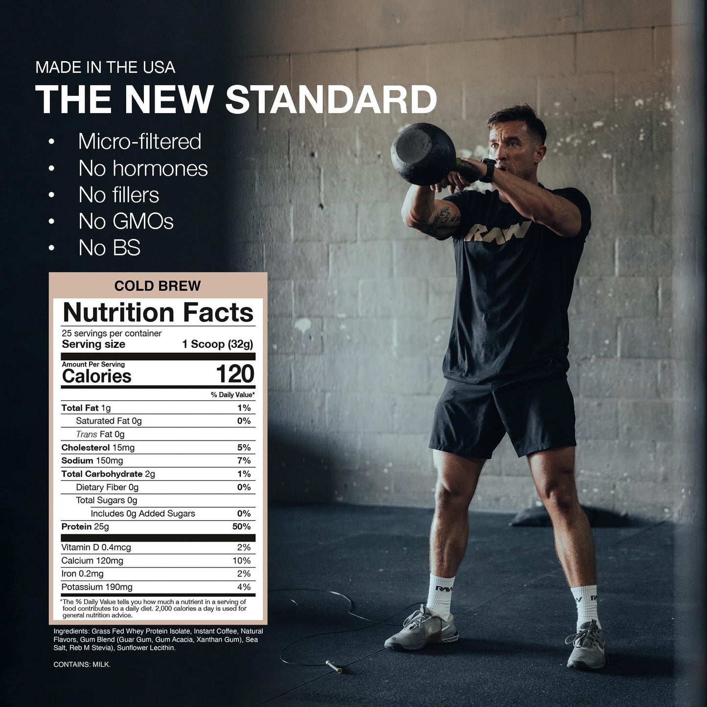 RAW Whey Isolate Protein Powder, Dark Chocolate - 100% Grass-Fed Sports Nutrition Whey Protein Powder for Muscle Growth & Recovery - Low-Fat, Low Carb, Naturally Flavored & Sweetened - 25 Servings