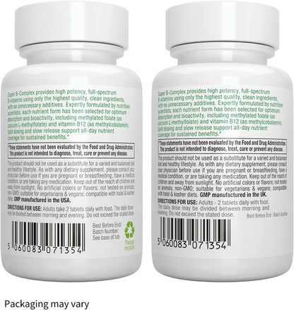 Super B-Complex 180 Tablets & High Absorption Omega-3 Wild Fish Oil 1360mg Bundle, Methylated Sustained Release B Complex and 1000mg EPA & DHA with Astaxanthin, by Igennus
